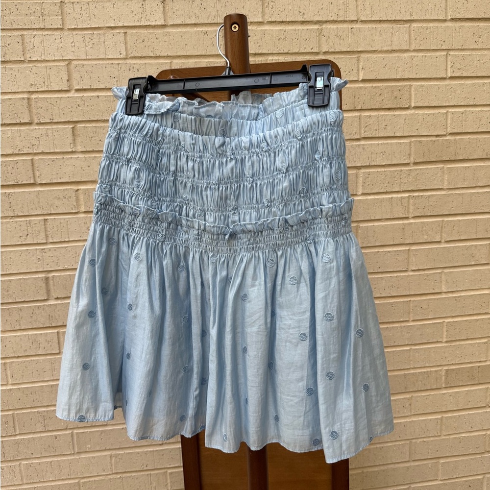 Light Blue Smocked Women's Skirt